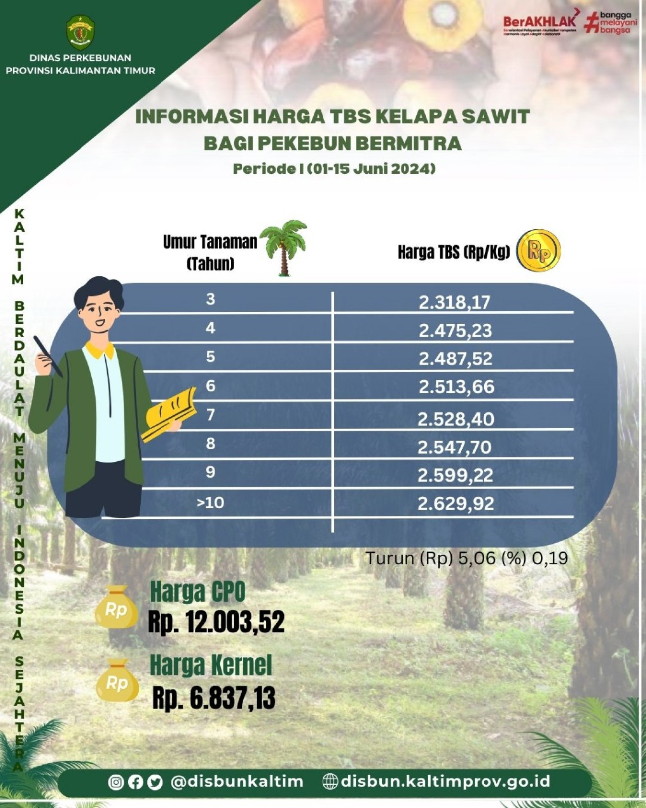 Informasi Harga TBS Kelapa Sawit bagi Pekebun Mitra Periode 1 Bulan Juni 2024