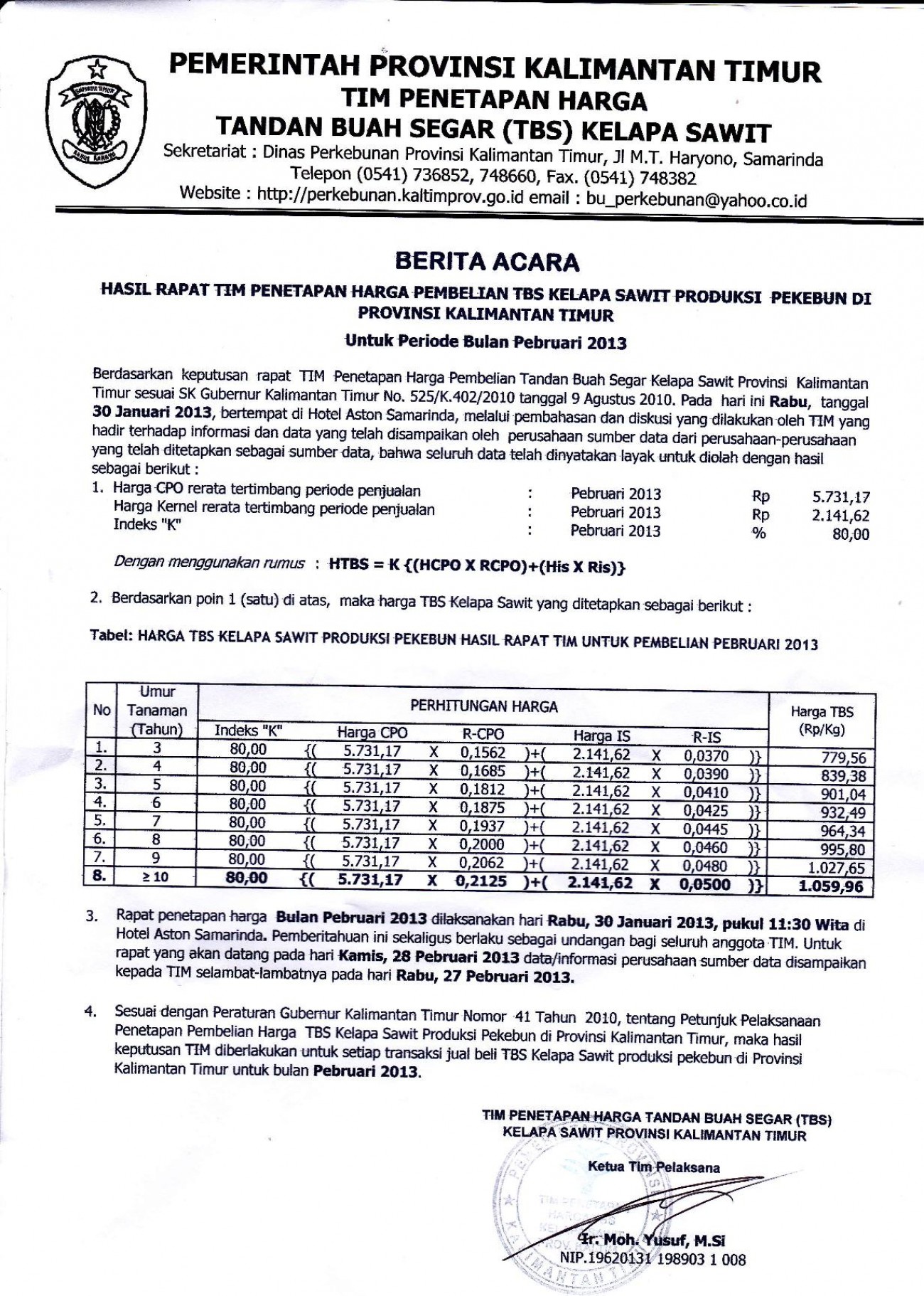 Informasi Harga TBS Kelapa Sawit Bulan Pebruari 2013